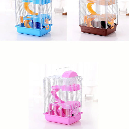 Luxury Three Layer Hamster Cage Portable Small Pets House Chinchilla Hamster House (Light Blue)