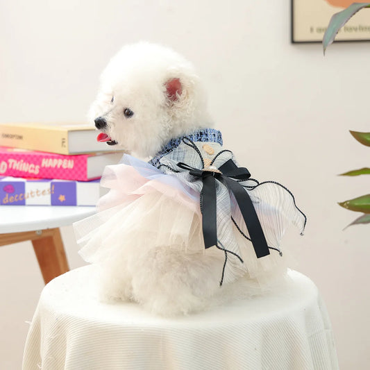 Small Dog Cat Clothes Elegant Pricess Dog Dress in Multi-Color Design Luxury Pet Dresses Fashion Colorful Bouclé Skirt