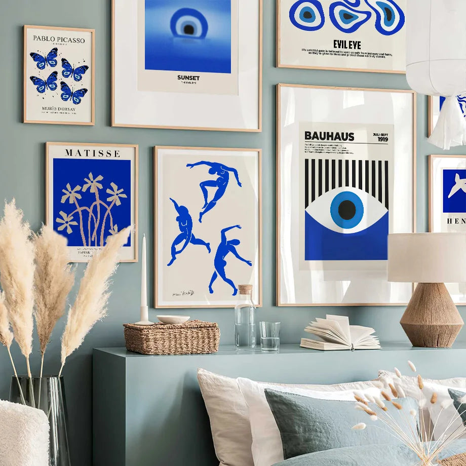 Blue Bauhaus Matisse Andy Warhol Butterfly Botanical Wall Art Canvas Painting Posters And Prints Pictures For Living Room Decor