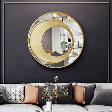 Makeup Gold Mirror Bathroom Metal Frame Design Round Wall Mirror Creative Modern Dekoracyjne Lustra Decoration Living Room