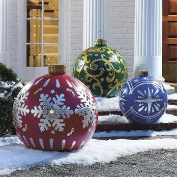 60cm Christmas Inflatable Decora Ball PVC Giant Big Large Balls Xmas Tree Decorations Toy Ball without Light Ornament Balls 2024