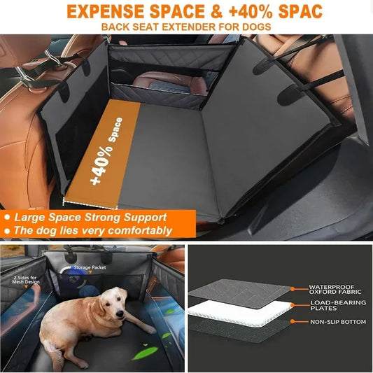 Dog carrier Back Seat Extender for Dog Waterproof Dog Car Seat Cover for Backseat, Pet Bed for Cars Hammock with Storage Pocket