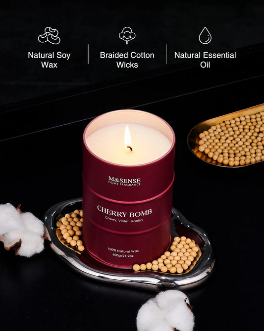 M&SENSE Large Cherry Bomb Scented Candles, Natural Soy Wax, Candles Gifts for Women, 21.2 oz 120 Hours Burn