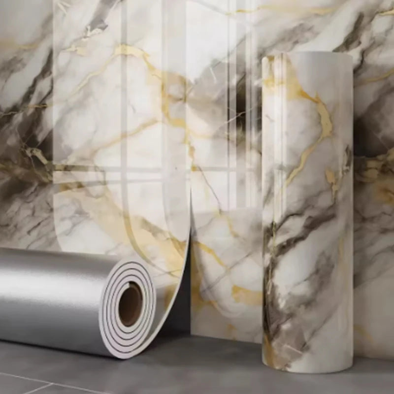 1 roll 40cm wide marble appearance thick foam self-adhesive wallpaper waterproof tile style bedroom living room wall sticker
