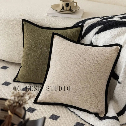 French Medieval Style Pillowcase Black Border Retro Green Cushion Cover American Style Living Room Sofa Decor Waist Pillow Cover