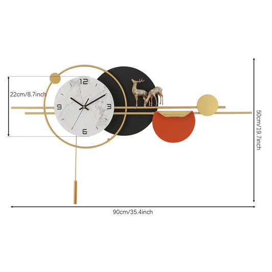 Decorative Wall Clock Round Silent Non Ticking Metal Clock Deco Clock for Living Room Bedroom Home Decoration Gift