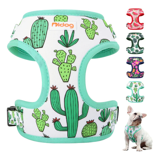 Mesh Nylon Dog Harness Vest Soft Padded Dogs Cat Vests Harnesses Cactus Print For puppy Medium Dog Cats French Bulldog Chihuahua