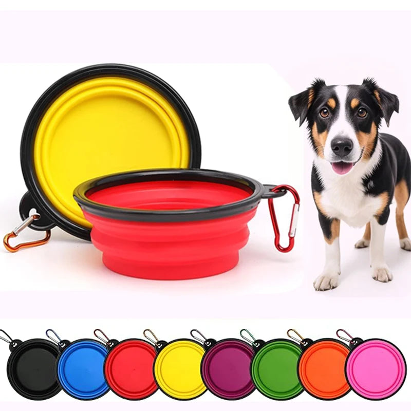 2-Pack Collapsible Dog Pet Folding Silicone Bowl Outdoor Travel Portable Puppy Cat Food Container Feeder Dish Bowl