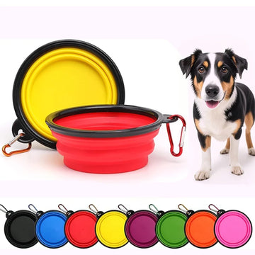 2-Pack Collapsible Dog Pet Folding Silicone Bowl Outdoor Travel Portable Puppy Cat Food Container Feeder Dish Bowl