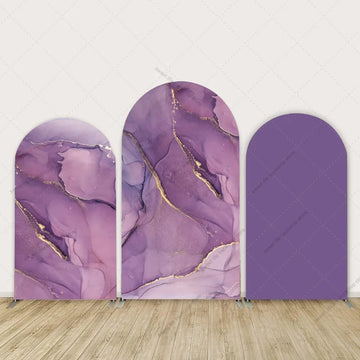 Purple Marble Gold Arch Backdrop Cover Photography Custom Wedding Birthday Party Background