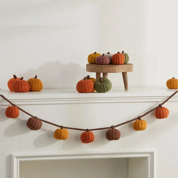 Knit Pumpkin Garland for Mantel Halloween Banner Fall Bookshelf Decor Baby Shower Birthday Gift Backdrop Autumn Decor Supplies