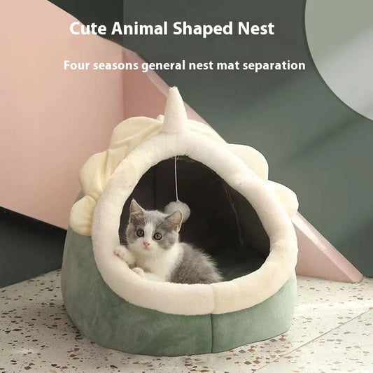 Cat Bed House Kennel Nest Round Pets Sleeping Cave Kitten Beds Pet Basket Cozy Kitten Lounger Cushion Cat House Tent Dog House