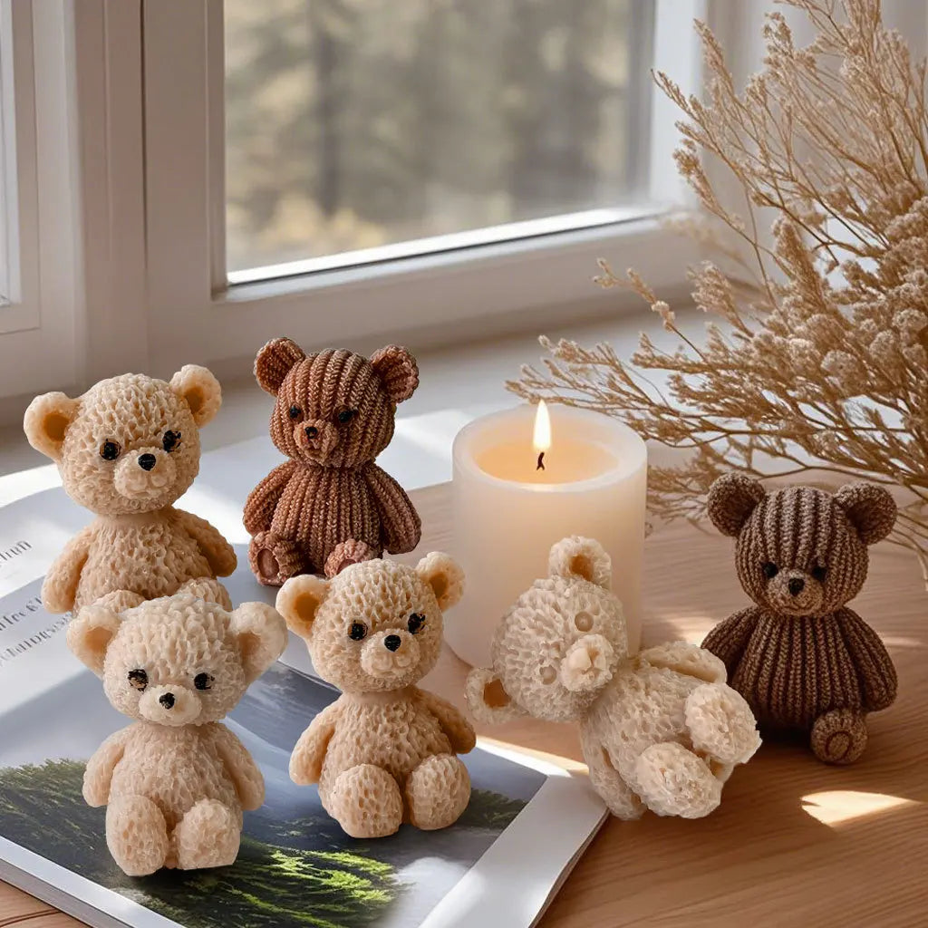 DIY Mini Bears Silicone Mold Aroma Candle Resin Ornament Mould Handmade Candy Chocolate Making Baking Molds
