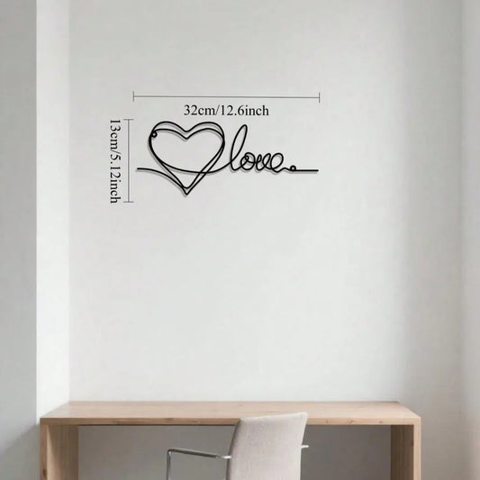 Love Heart Line Art Metal Wall Decor - Minimalist Handmade Sign for Living Room,Bedroom&Bathroom,Unique Couple Gifts for Wedding