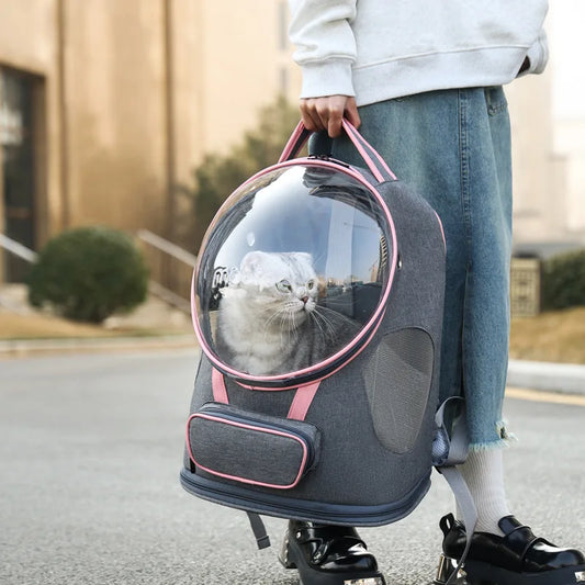 Cat Backpack - Large Opening, Breathable Portable Pet Travel Backpack with Bubble Window, Suitable for Cat Space Cabin Design