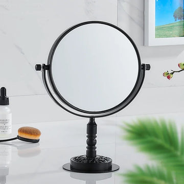 Black/Silver/Gold Aluminum Frame Tabletop Standing Beauty Mirror Dual-Sided 1X/3X Magnification Bathroom Makeup Mirror