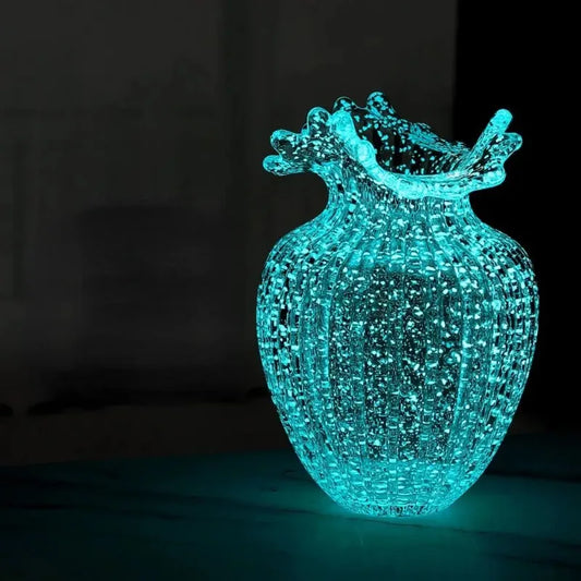Dreamy Fluorescent Vase Exquisite and Unique Luminous Glacier Vase Shines in the Dark Transparent Mushroom Vase Home Decoration