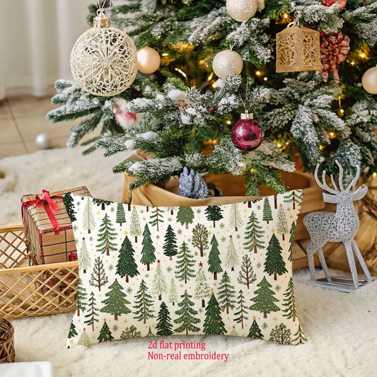 Christmas Tree-Printed Pillowcases: Festive Decor for Your Home! Sofa cushion cover, New Year home decoration