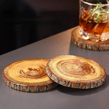 Solid Wood Coasters Round Natural Wood Pile Coaster Anti-scalding Coaster Cocktail Glass Cups Coasters Bar Accessories
