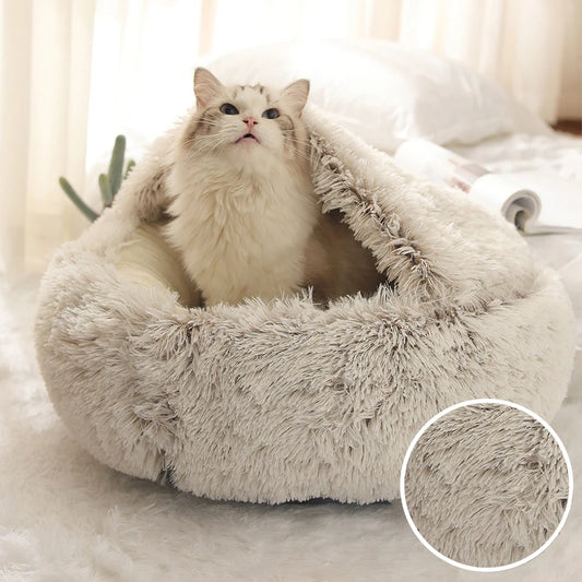 Warm And Comfortable Plush Cat Bed Round Pet House Cushion Cat House Warm Kitty Basket Dog Bed Sleep Bag Nest for Small Cat Bed