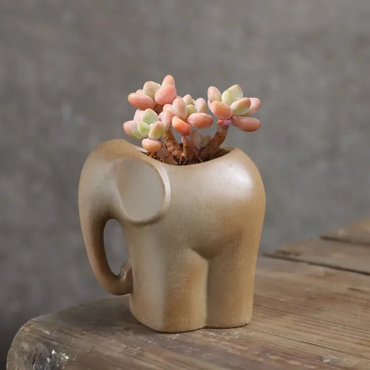Animal-fired Succulent Flowerpots Personalized Desktop Succulent Green Plants Ceramic Small Pots Coarse Pottery Breathable