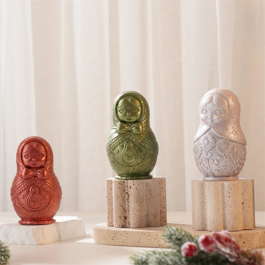 Concrete Plaster Russian Doll Silicone Mold Matryoshka Russian Doll Candle Mold Resin Soy Wax Home Decor Table Ornament
