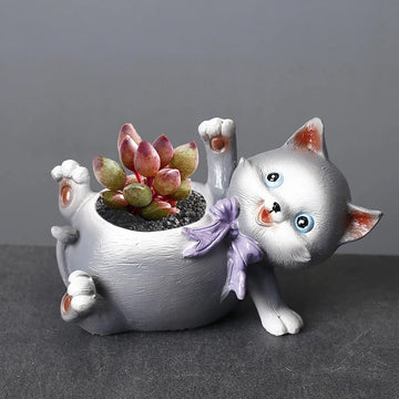 Cartoon Flower Pot Cute Cat Succulent Plant Pots Vase Animal Resin Pots Planters for Indoor Plants FlowerPot Home Decoration