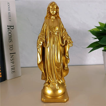 21.5cm Golden Virgin Mary Statues Big Resin Madonna Sculpture Christmas Decorations For Wedding Office Christmas Gift