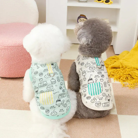 Summer Dog Vest Cartoon Food Graffiti Thin Shirts Dog Puppy T-Shirt Cat Clothing Chihuahua Cooling Dog Vest Pet Cat Dog Clothes