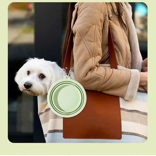 Portable folding silicone bowl for pets, dog rice bowl, dog food bowl, cat drinking water dog bowl 650ML/350ML
