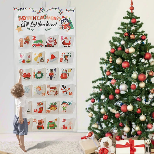 Fabric Christmas Advent Calendar 2025 with 24 Pockets Christmas Hanging Countdown Calendars To Fill Christmas Countdown Calendar