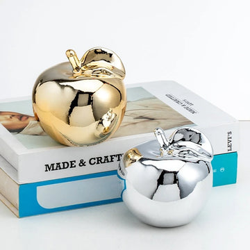 European Style Ceramic Apple Decor – Modern Minimalist Home Ornament for Living Room/Study