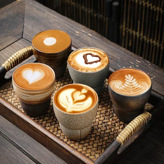 Japanese Style Rough Pottery Espresso Cup Retro Ceramic Kung Fu Tea Cup Owner's Tea Cup Office and Home Water Cup