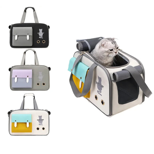 Breathable Cat Carrier Backpack Pet Cat Carrier Bag Transport Travel Mesh Large space Soft Portable Tote Bag for Kitty Small dog