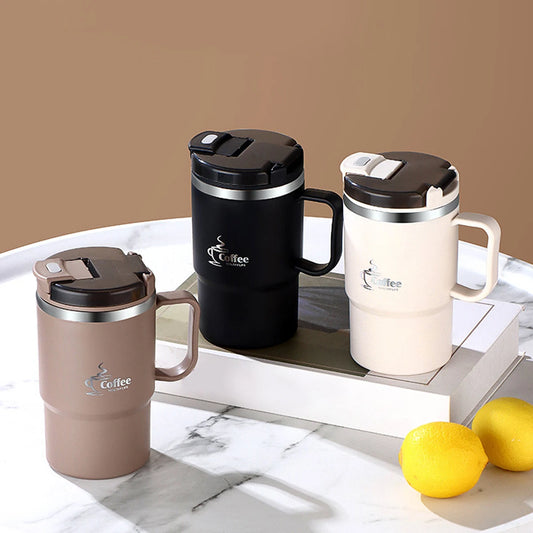 450/500ml Double Wall Insulated Mug 304 Stainless Steel Coffee Cup With Strainer&Spoon Student Portable Drinking Cup Drinkware