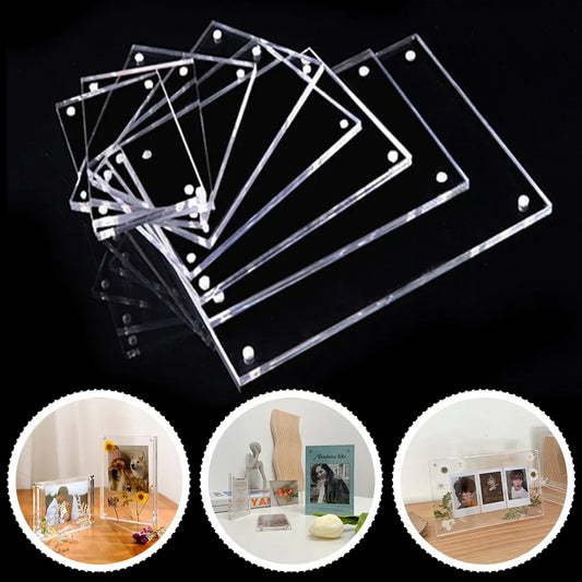 Acrylic Desktop Display Frame Table Card Sign Collection Photo Protect Holder Magnetic Album Postcard Display Stand Home Decor