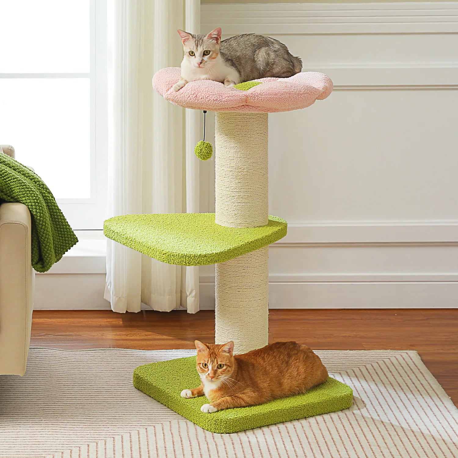 Large Cat Scratching Post, Indoor Modern Cat Tree Tower with Thicked Scratching Post, Top Perch, Kitten House Bed, Cat Furniture