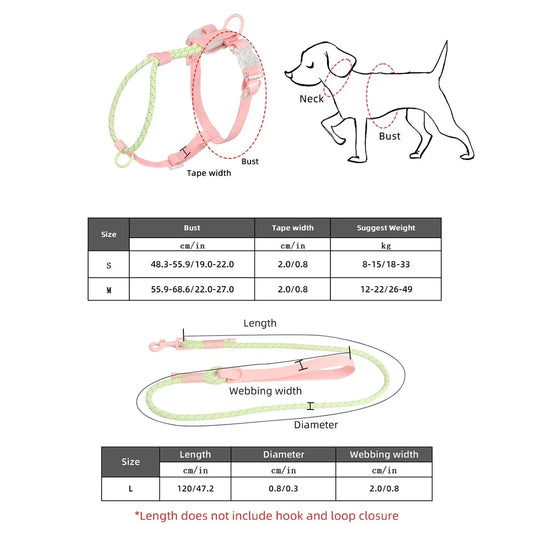 Small And Medium Dogs Harness For Summer Pet dog Walking Running Outdoor Fashion Harness No Pull Safety Reflective Nylon Leashes