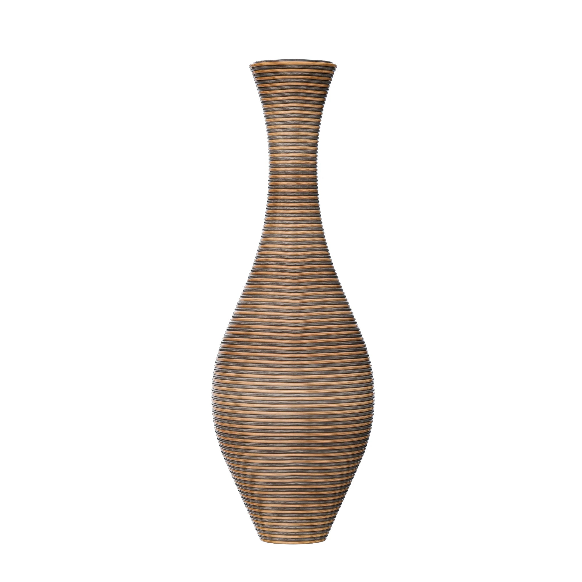 39-inch Tall Artificial Rattan Floor Vase in Elegant Beige - Statement Piece for Living Room Decor, Entryway, or Hallway - Versa