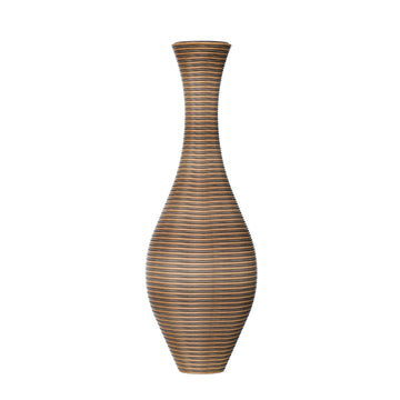 39-inch Tall Artificial Rattan Floor Vase in Elegant Beige - Statement Piece for Living Room Decor, Entryway, or Hallway - Versa
