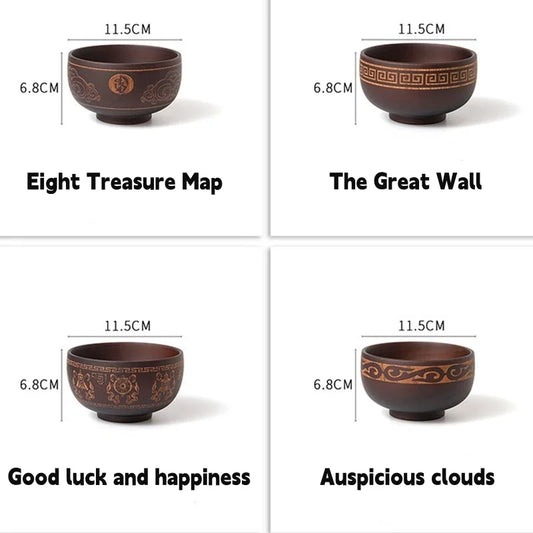 Wooden Soup Bowl Japanese Style Wood Rice Soup Bowl Salad Bowl Food Container Large Small Bowl for Kids Tableware Utensils