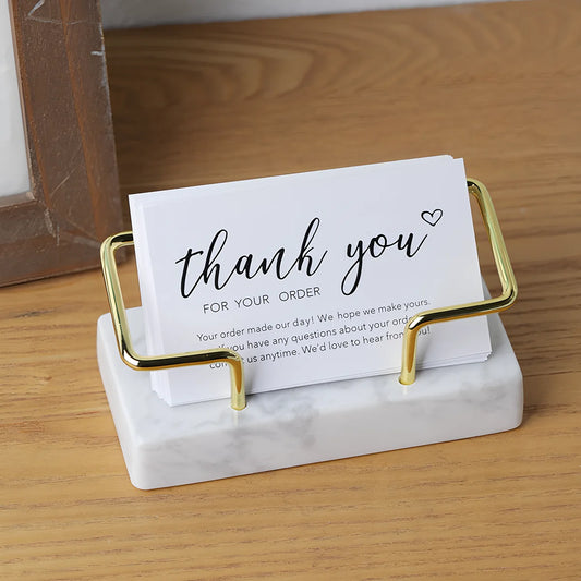 Creative marble business card holder, metal business card storage holder, high-end home and office vertical ornament