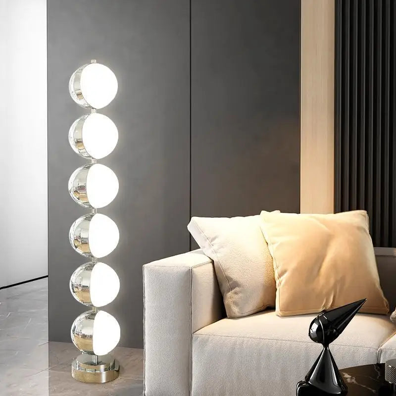 Simple and modern art LED floor lamp for living room stainless steel creative atmosphere round ball bedroom rotating desk lamp