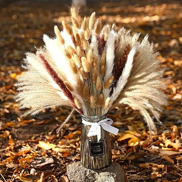 106pcs Bohemian Chic Pampas Grass Decor Set, 43cm Fluffy Faux Flowers, Rattan Material, No Electricity Needed, Perfect for Home