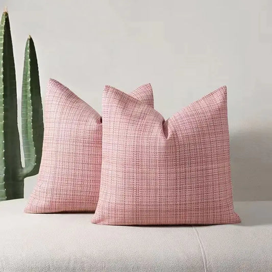 Linen-cotton Woven Solid Color Plaid Pillow Cover Skin Friendly Home Decoration Sofa Lounge Chair Cushion Coreless Pillowcase