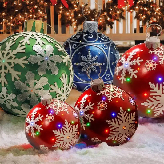 60cm Christmas Inflatable Decora Ball PVC Giant Big Large Balls Xmas Tree Decorations Toy Ball without Light Ornament Balls 2024