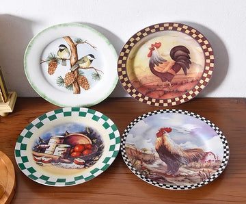 American rural retro ceramic 8-inch decorative plate, dried fruit candy plate, desktop wall jewelry plate