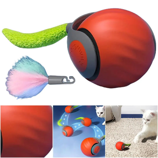USB Rechargeable Smart Cat Toys Ball with Replacement Tail Automatic Cat Toys Ball Speedy Tail Cat Toy Cat Interactive Ball Toys