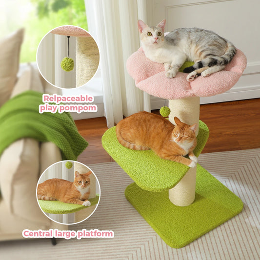 Large Cat Scratching Post, Indoor Modern Cat Tree Tower with Thicked Scratching Post, Top Perch, Kitten House Bed, Cat Furniture