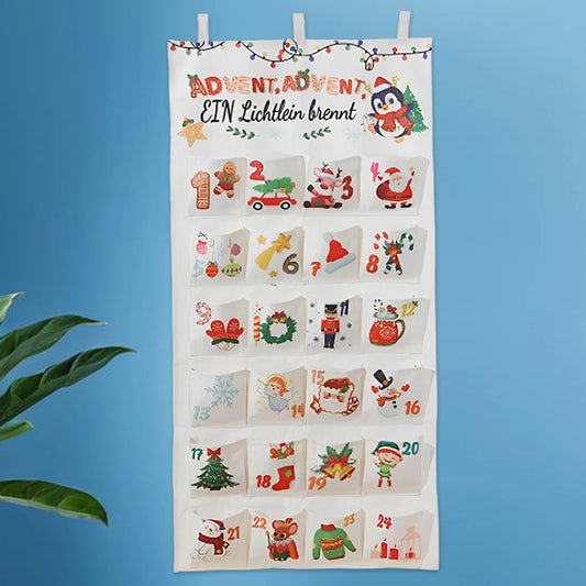 Fabric Christmas Advent Calendar Christmas Countdown Calendar Reusable Wall Hanging Ornaments for Holiday Home Decor